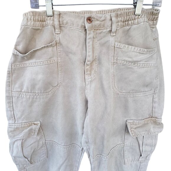 Free People Platoon Cargo Jogger Pants Women's Medium Beige Relaxed Taper - Picture 4 of 10